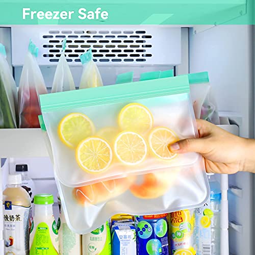 Reusable Food Storage Bags, 16 Pack BPA Free Food Grade Reusable Freezer Bags, Reusable Gallon Bags, Reusable Sandwich Bags, Silicone Food Bags Leakproof Resealable for Meat Fruit Veggies Snacks