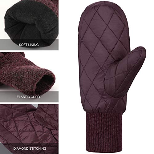 Andake 90% Duck Down Mittens Gloves For Women -20Â¨H Cold Weather Warm Winter Snow Gloves For Walking Jogging Work Outdoor Red L-XL