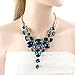 EVER FAITH Fashion Icon Bermuda Blue Color Rhinestone Bib Statement Necklace Gold-Tone