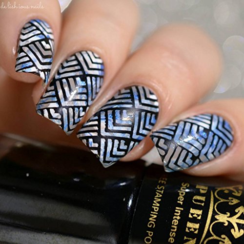 PUEEN Nail Art Stamping Plate - Geo Lover 02 - 125x65mm Unique Nailart Polish Stamping Manicure Image Plates Accessories Kit BH000663