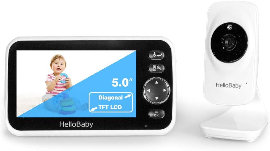 Baby Monitor,HelloBaby Baby Monitor with Camera and Audio, 5