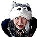 PULAMA Husky Plush Animal Hat Costume Anime Cosplay Cap with Mittens - Fits Adults and Children - Perfect for Cold Breezy Winter Weather