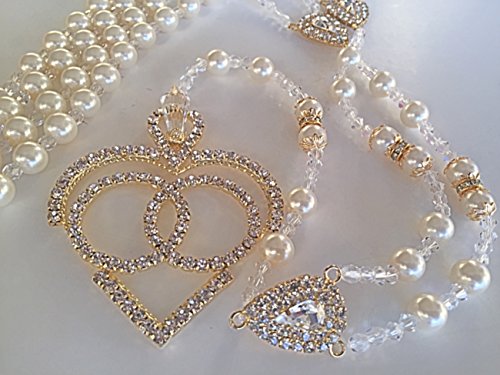 Non-catholic Wedding Lasso Ivory Color Swarovski Pearls Gold Plated/Lazo De Boda No Catolico