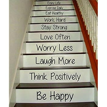 Live Laugh Love Dream Vinyl Wall Decal Set For Stairs - Black Inspirational Quote Decoration