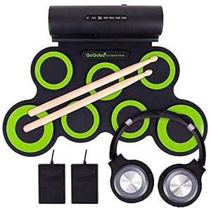 QoQoba-Electronic-Drum-Set-for-Kids-Adult-Beginner-Pro-MIDI-Musical-Instrument-Drum-Practice-Pad-Kit-Incl-Foldable-Headphone-Drum-Sticks-Great-Holiday-Birthday-Gift-for-Kids-Drum-Set-GREEN