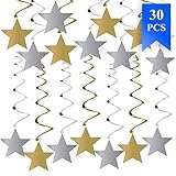 30PCS Star Decorations in Silver & Gold Swirl Graduations Decorations Perfect for Graduation Party Supplies 50th Birthday Decorations Christmas Decorations Wedding Decorations