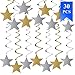 Lucky Party 30PCS Star Decorations in Silver & Gold Swirl Decorations Perfect for 50th Birthday Decorations Christmas Decorations Wedding Decorations