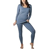 Kindred Bravely Jane Maternity Pajamas & Postpartum Lounge Sets for Women, Long Sleeve Nursing Pajamas (Slate Blue, Medium)