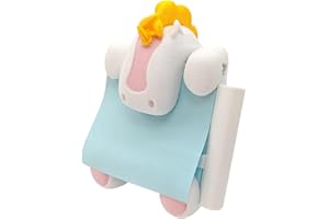 RhyNSky Sticky Note Holder Note Dispenser Cute with Pen Holder for Desk Home Office, 3x3 In, Animal Design, White & Orange, C20