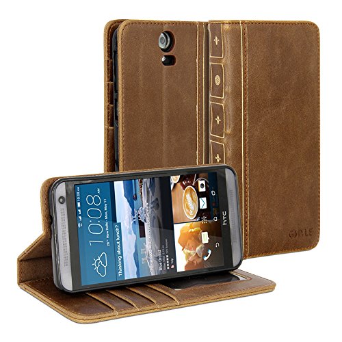 HTC One E9 Plus Case, GMYLE Book Case Vintage for HTC One E9 Plus - Brown PU Leather Stand Case Cover