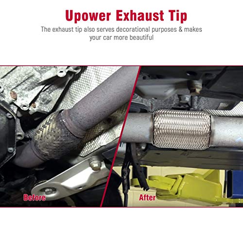 Upower 2.25 Inch Diameter Exhaust Flex Extension Pipe Connector Tube, 4"+6" 10"OAL Heavy Duty Stainless Steel 22506DN Couplings - Thumbnail 7