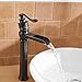 BWE Bathroom Sink Faucet Waterfall Vessel Sink Faucet Singe Hole Oil Rubbed Bronze Black Country Farmhouse Handle Supply Line Lavatory Tall Rv Rustic Bath Basin Vanity