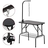 Yaheetech 32" Foldable Pet Cat Dog Grooming Table w/arm & Noose & Mesh Tray