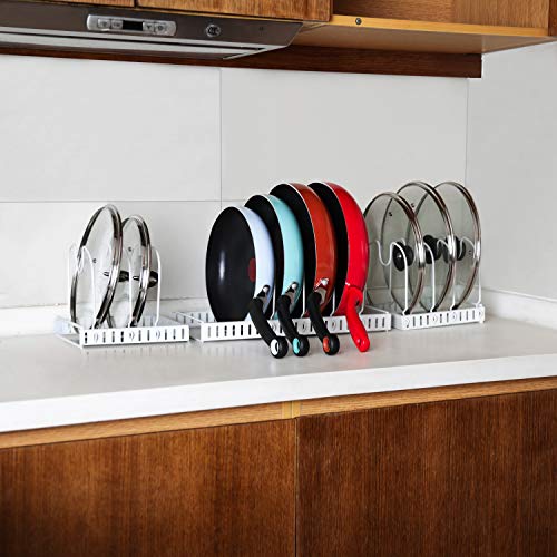 Xcosrack 11 Dividers Pot Pan Lid Rack Bakeware Cupboard Organizer