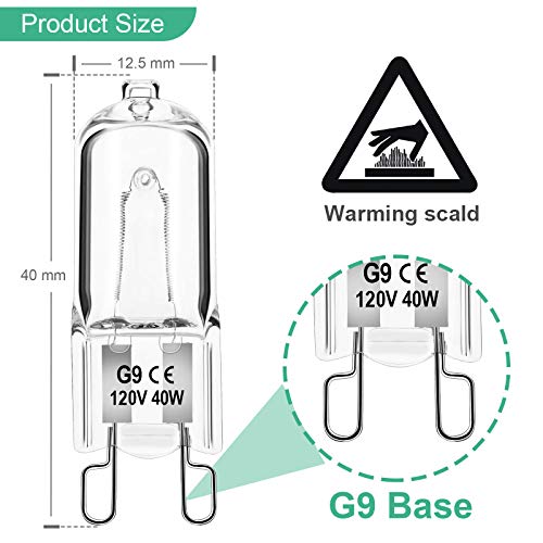 Jaenmsa G9 Halogen Light Bulbs, 12 Pack G9 Bulb 2 Pin Base JCD Type