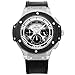 Baogela Mens 24-hour Chronograph Luminous Leather Strap Military Sport Quartz Wrist Watches White