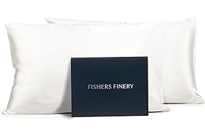 Fishers Finery 25mm 100% Pure Mulberry Silk Pillowcase 2 Pack, Good Housekeeping Winner (White, Standard 2 Pack)