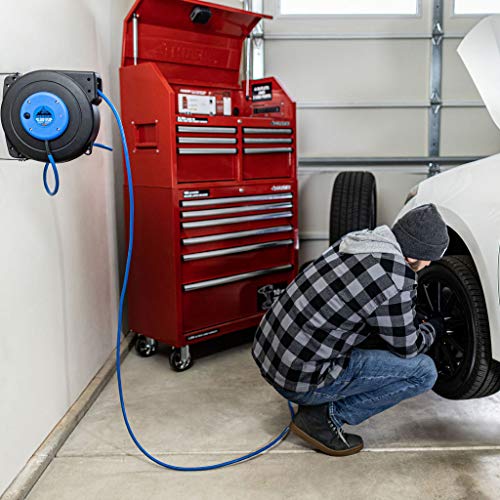 CopperPeak 50 ft Retractable Extension Cord Reel Ceiling or Wall