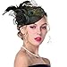 Edith qi Lady Retro Peacock Cocktail Fascinators Hats for Wedding Party Black