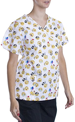 Sherly Uniforms Womens Plus Size Printed Mock Wrap Top, 1X, 401