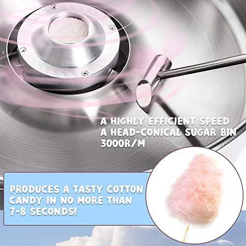 Nurxiovo Commercial Cotton Candy Machine Electric 20Inch Candy Floss Maker with Cart Stainless Steel with Big Drawer for Various Parties,Blue