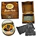 Deluxe Whiskey Stones - Professional Quality Set of 6 Stones in a Beautiful Hand Made Box and Supple Velvet Bag - Never Water Your Drink Down Again