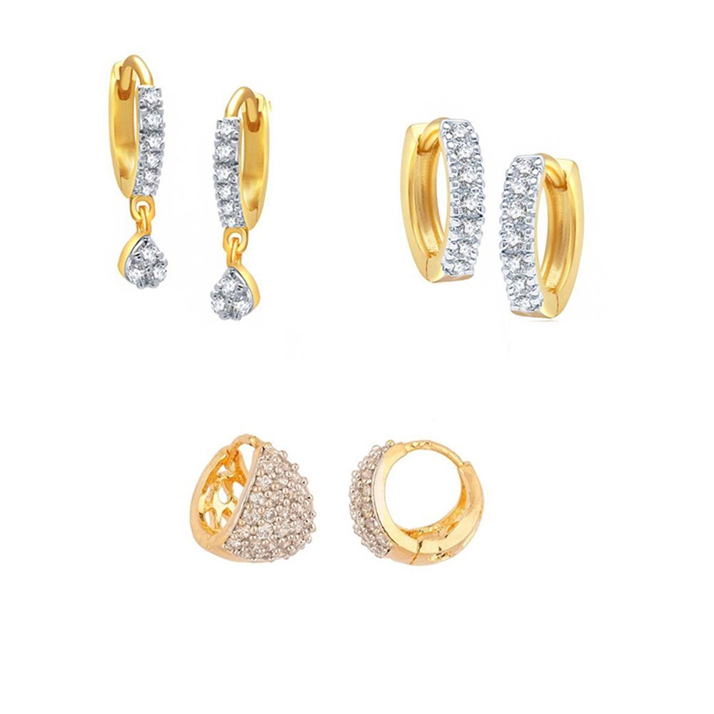 zeneme gold-plated combo of hoop earrings for women