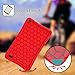 Fintie Silicone Case for Amazon Fire 7 Tablet (Previous Generation - 7th, 2017 Release) - [Honey Comb Upgraded Version] [Kids Friendly] Light Weight [Anti Slip] Shock Proof Protective Cover, Red