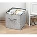 mDesign Large Soft Fabric Closet, Home Storage Organizer Cube Bin Box - Front Handle - Storage for Closet, Bedroom, Furniture Shelving Units - Textured Print, 12.75
