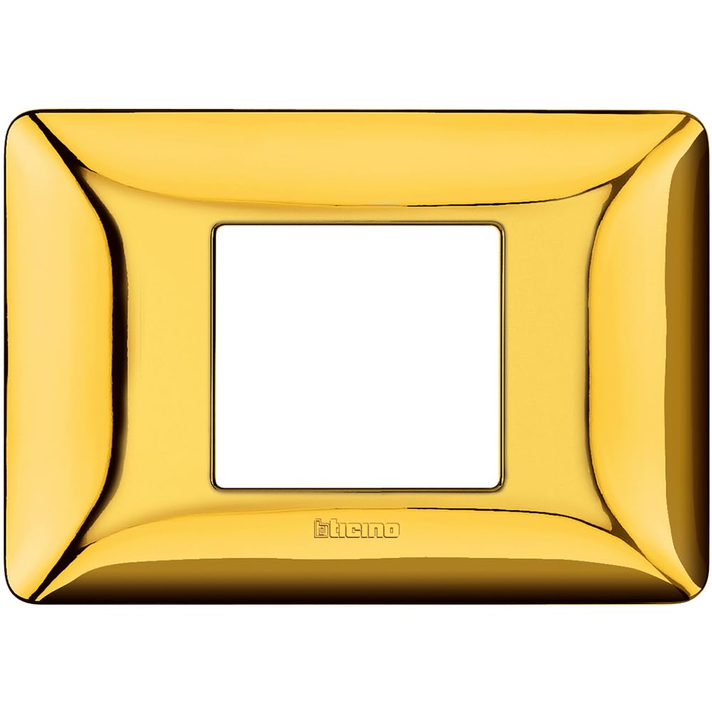 Bticino Matix Plate 2 Centered Modules, Polished Gold