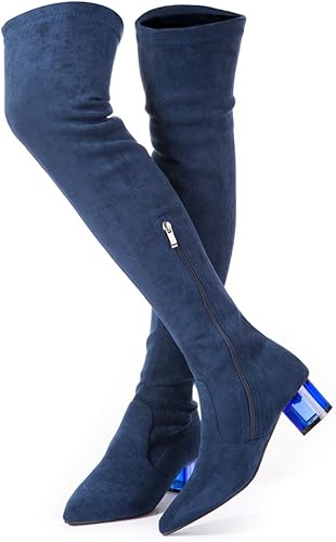 long blue suede boots