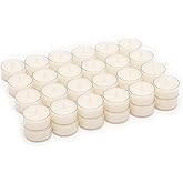 Stonebriar 48 Count White Unscented Smokeless Long Burning Clear Cup Tea Light Candles with 8 Hour Burn Time