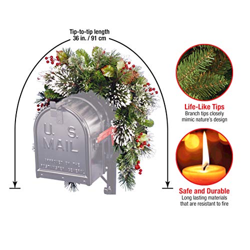 National Tree Company Prelit Artificial Christmas Mail Box Swag Flocked with Mixed
