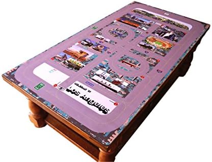 Car Play Mat for Coffee Tables and Flat Surfaces - BPA Free -"Welcome to Los Angeles" Educational Map with Local City Roads and Landmarks (46.5"x23")