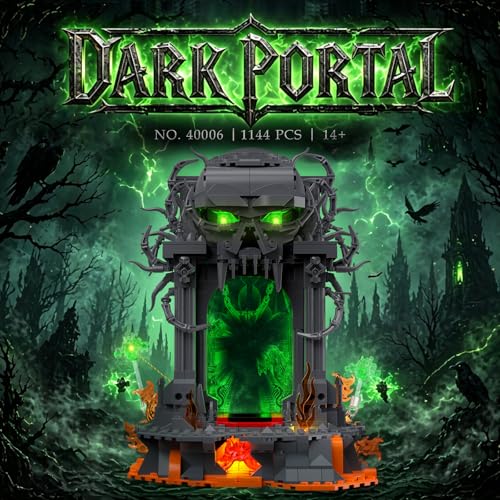 JMBricklayer Dark Portal Clamping Blocks Adults, Gothic Skull Gate, Model Building with Light, 40006 Fantasy Collector Exhibition Set, Halloween Building Blocks, Gifts for Players, Men from 14 Years