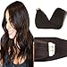 GOO GOO Tape in Hair Extensions Human Hair, 2 Dark Brown, 16inch 50g 20pcs, Thick Ends Straight Seamless Tape in, Invisible Tape in Hair Extensions Human Hair