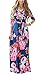Womens Summer Casual Beach Dress Floral A Line Maxi Long Dresses with Belt Blue Medium