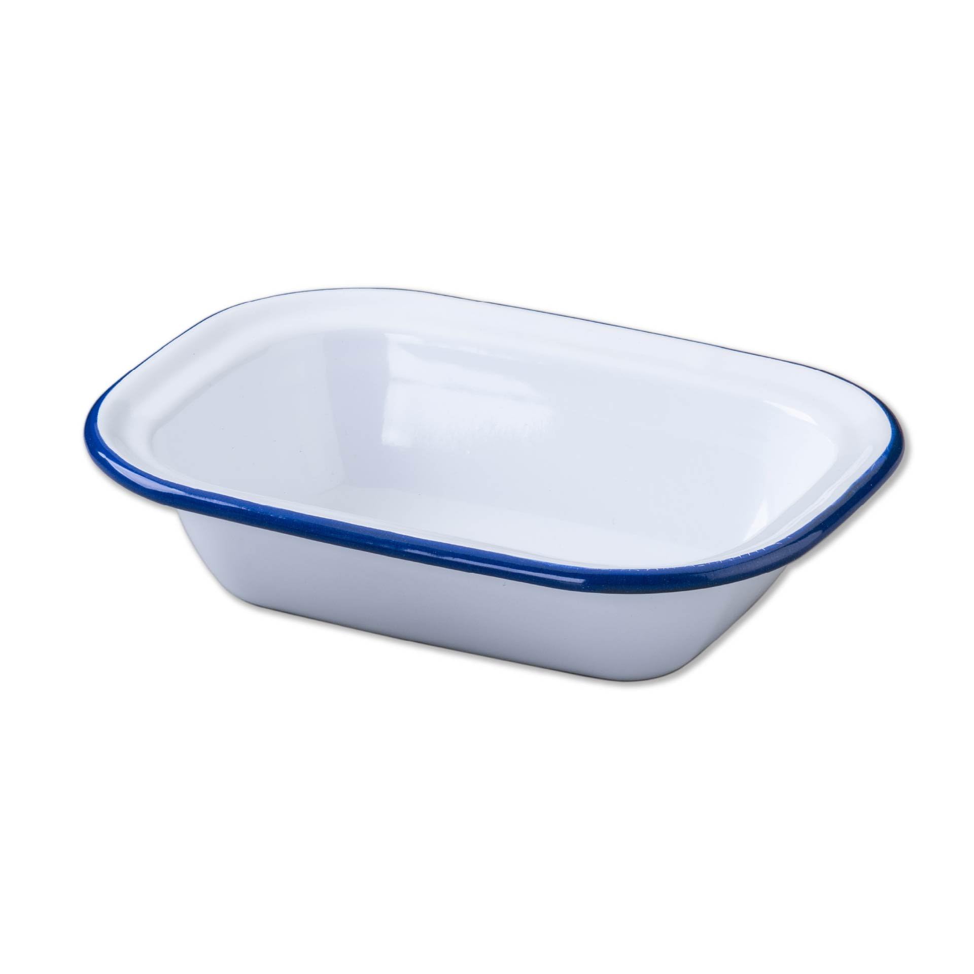 Zenker Enamel Medium Oblong Pie Dish, Vintage Design, Suitable for Oven and Stove, Dishwasher Safe, Oven Tray, Enamel Cookware, Traditional Pie Tin, 22x16.5x5cm, White and Blue