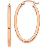 The Black Bow 2mm x 29mm 14k Rose Gold Square Tube Oval Hoop Earrings