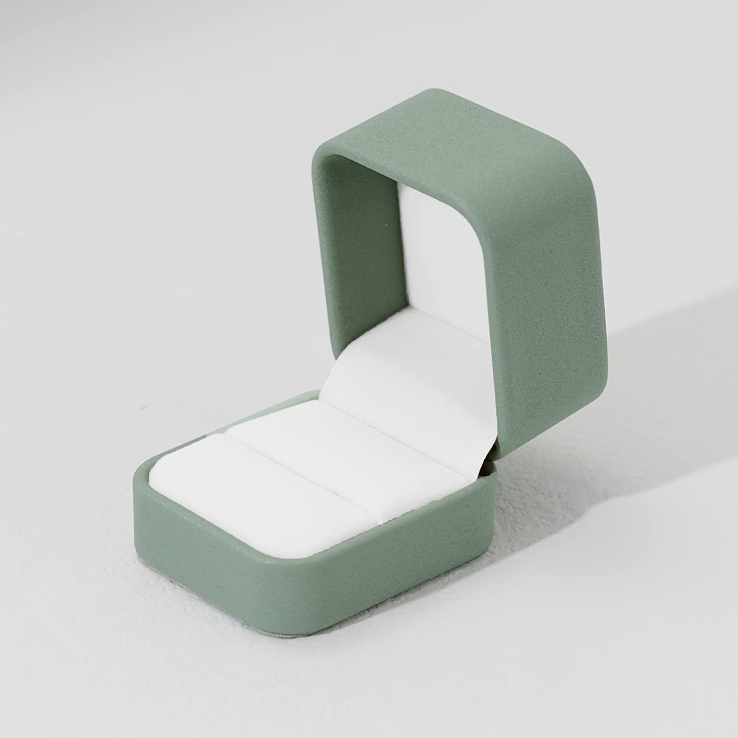 Woodten Woodten Leather Ring Box for Proposal Engagement Olive-green Leather Jewelry Ring Gift Box