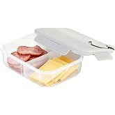 Meat and Cheese Container for Fridge, Deli Meat Container for Fridge Organizers and Storage, Categorized Storage for Neater Organization, Double Compartment Snack Container with Lid, Keep Food Fresh