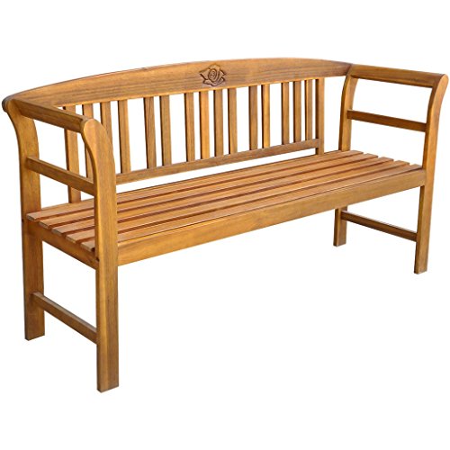 Festnight Wooden Garden Outdoor Bench with Armrest and Backsupport, 62