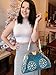 COOFIT Women's Denim Blue Knitted Top Handle Handbags with Shiny Rhinestone