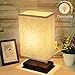 Dimmable Bedside Table Lamp, KINGSO UL Listed Plug In Nightstand Lamp With Dimmer Knob Switch E26 Fabric Shade Minimalist Solid Wooden Base For Bedroom Living Room Foyer Baby's Room Adult Children