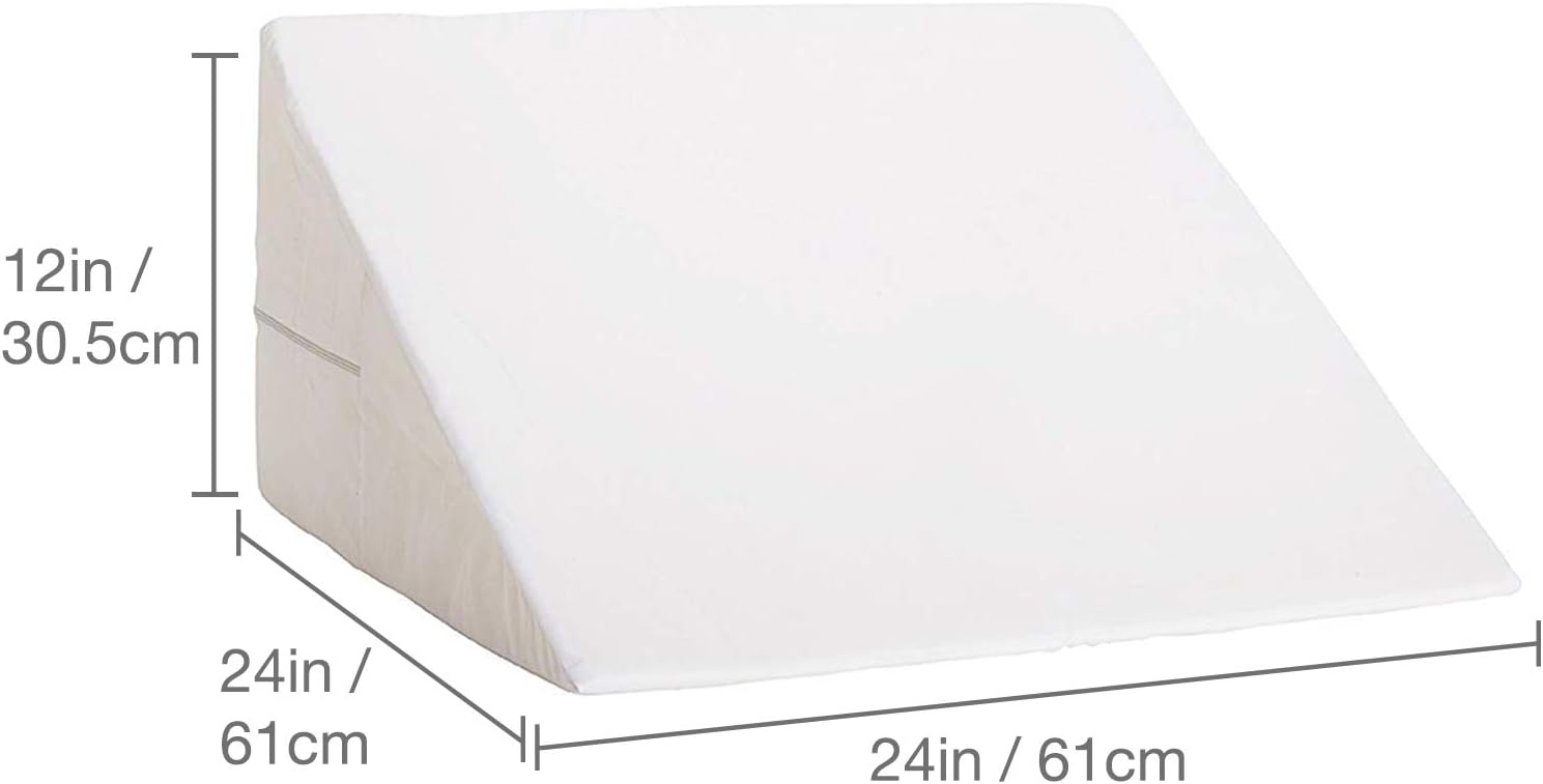 DMI Wedge Pillow to Support and Elevate Neck, Head and Back for Acid Reflux or Feet and Legs to Reduce Back Pain and Improve Circulation with Removable Cover, White ,12x24x24 Inch: Kitchen & Dining