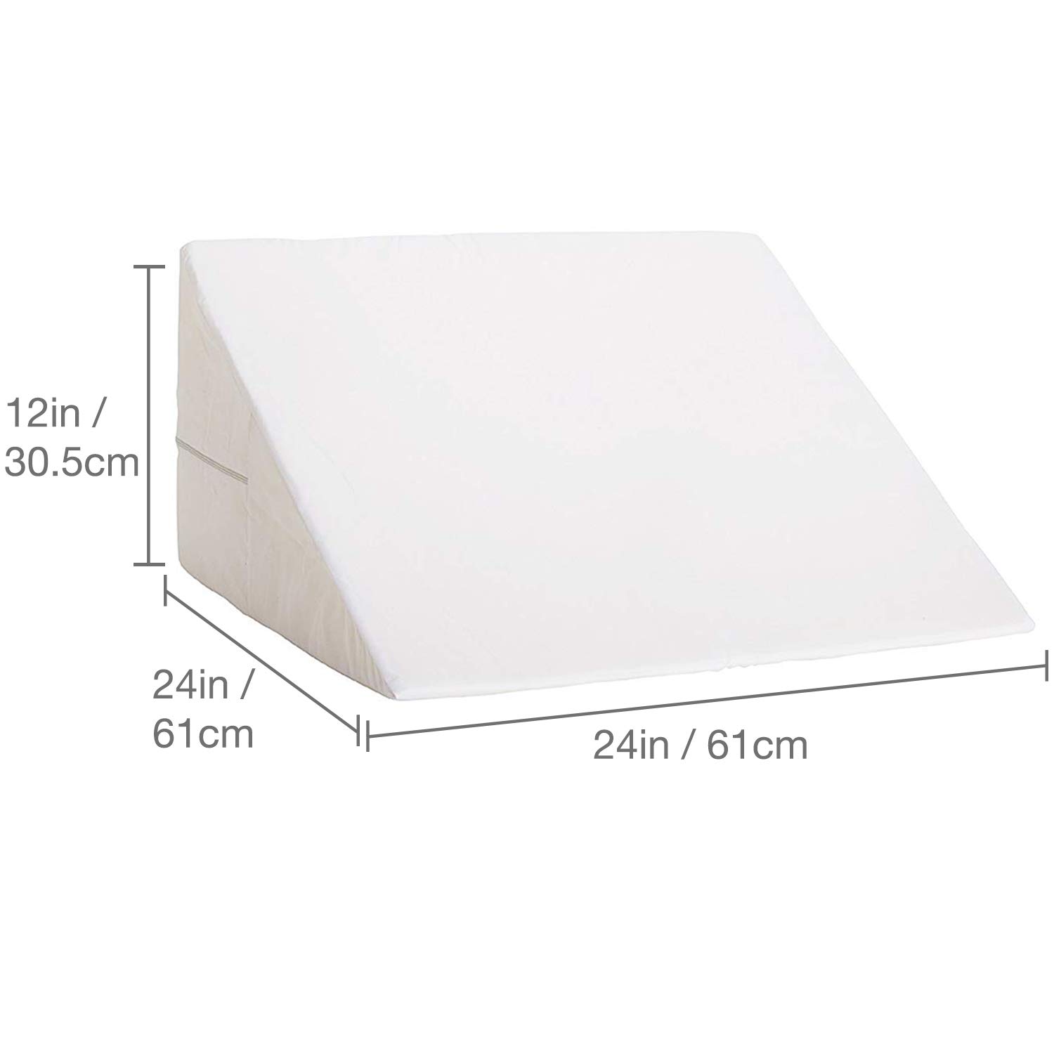 DMI Bed Wedge Pillow and Triangle Wedge with Elevated Incline for Neck Pain, Headaches, Shoulders, Back Pain, Foot Support, Knee Pain or Restless Leg Syndrome, 24x24x12 inches, White (Pack of 1)
