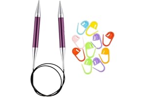 Knitter's Pride Zing Knitting Needles Circular 47 inch Size US 17 (12mm) Bundle with 10 Artsiga Crafts Stitch Markers 140199