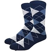 COUVER Men's Cotton Colorful Argyle Casual Crew Dress Socks for Groomsmen, Size 8 to 13