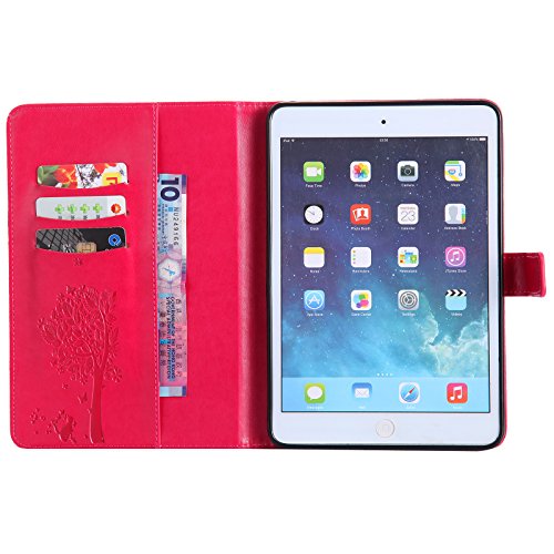 iPad Mini 2 Mini 3 Case, LittleMax(TM) Lightweight PU Leather Flip Stand Embossed Cat & Tree Case Smart Cover with Auto Wake/Sleep for Apple iPad Mini 3/2/1 [One Free Stylus Pen]-#2 Red - Thumbnail 7