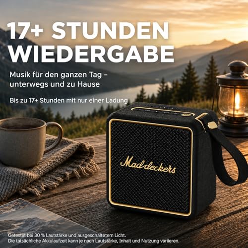 MG II Bluetooth Speaker, 24W RMS Continuous Power, Bluetooth 6.0, DSP Sound, IP67 Waterproof & Dustproof, 17H+ Battery, RGB Light, TWS Stereo, 3 EQ Modes, Type-C Charging, AUX/TF/USB, Black & Brass